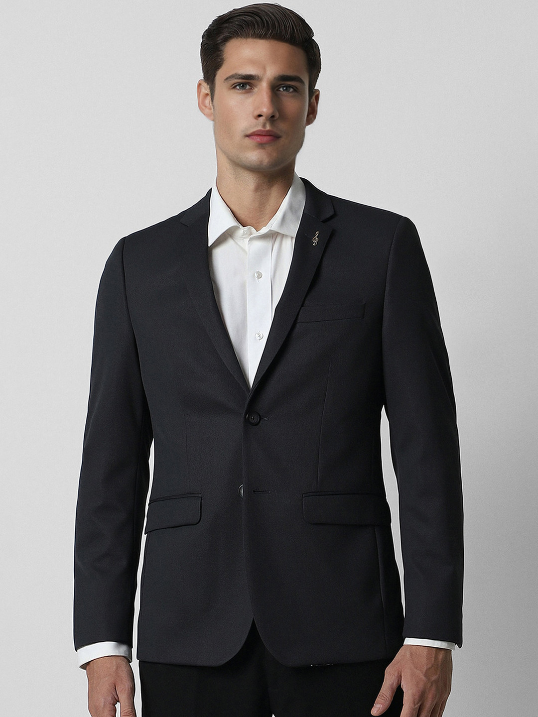 Van Heusen Self Design Ultra Slim-Fit Single Breasted Blazer
