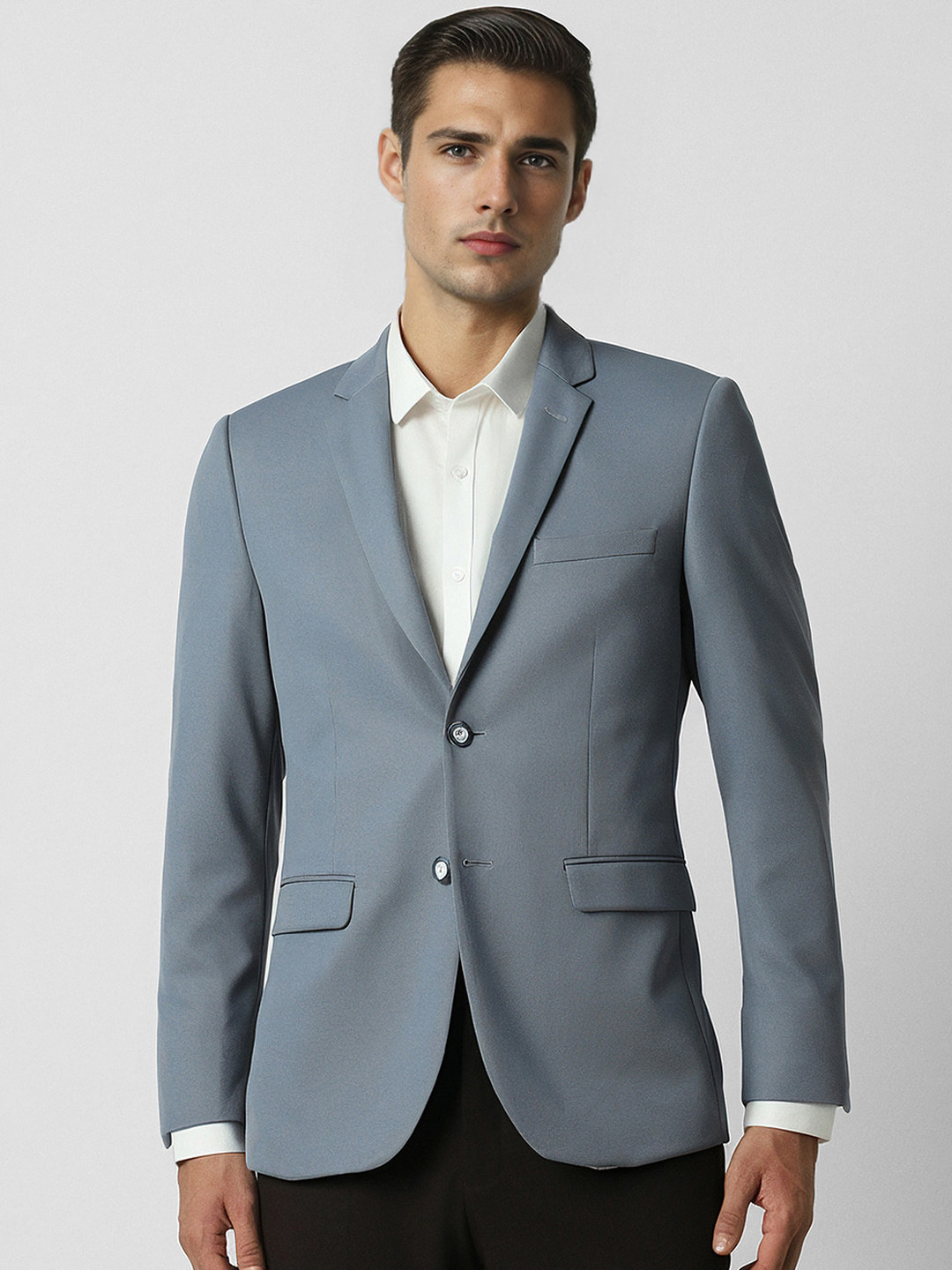 Van Heusen Self Design Ultra Slim-Fit Single Breasted Blazer