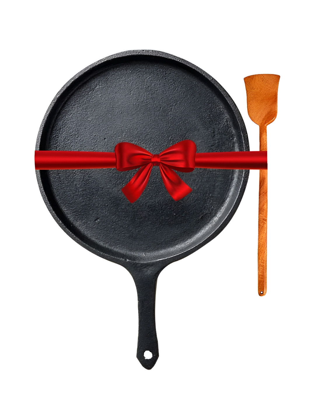 The Indus Valley Black Induction Base Tava With Wooden Spatula