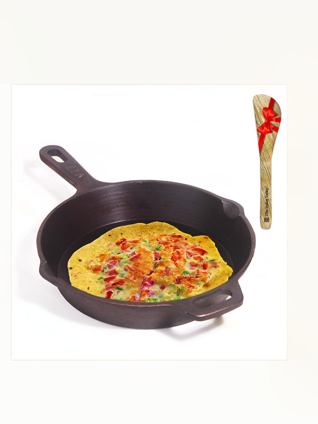 The Indus Valley Black Induction Base Frying Pan WIth Spatula