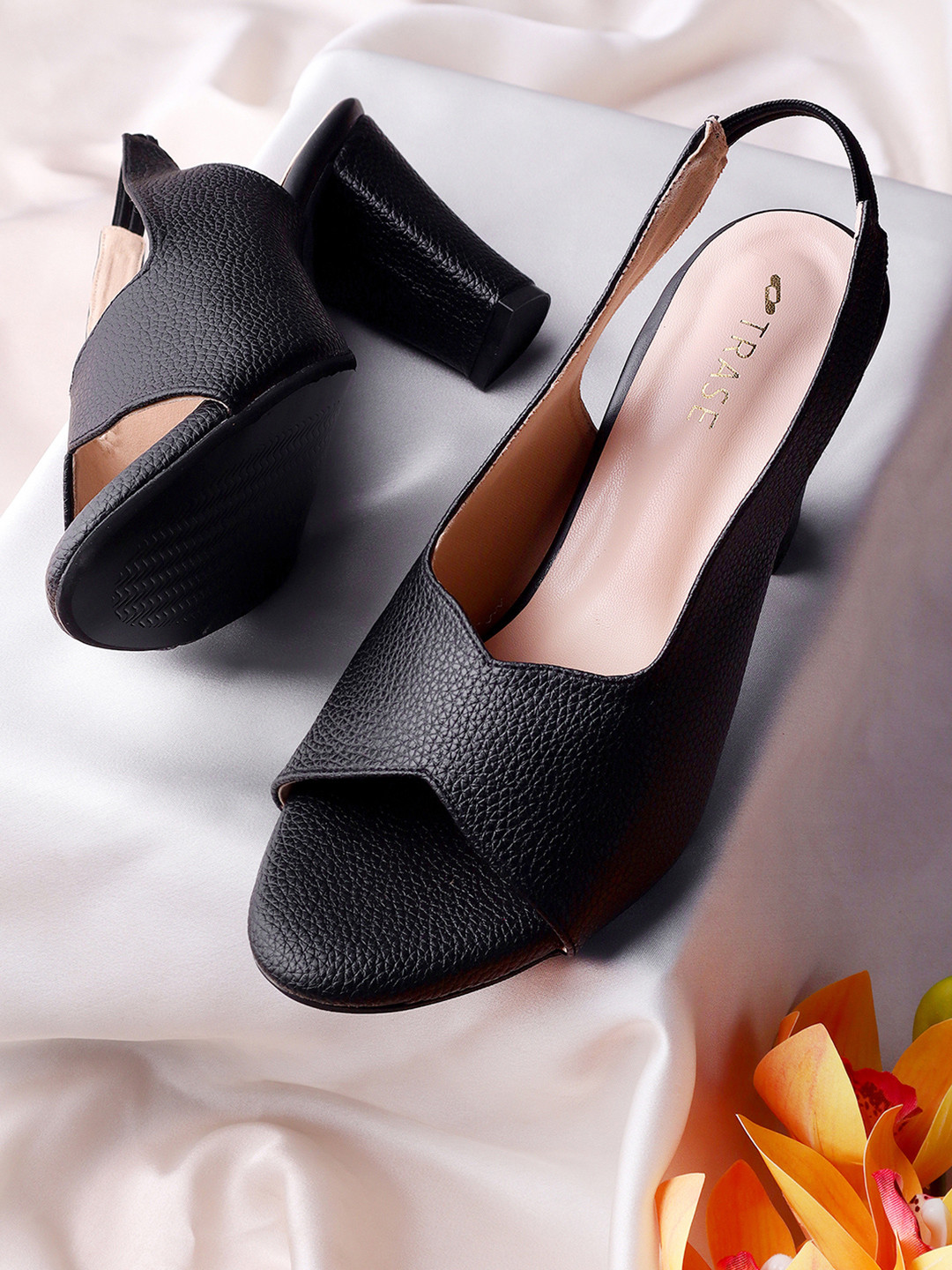 TRASE Block Heeled Peep Toes