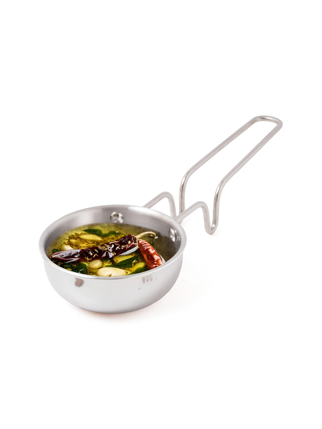 The Indus Valley Silver-Toned Stainless Steel Induction Base Tadka Pan
