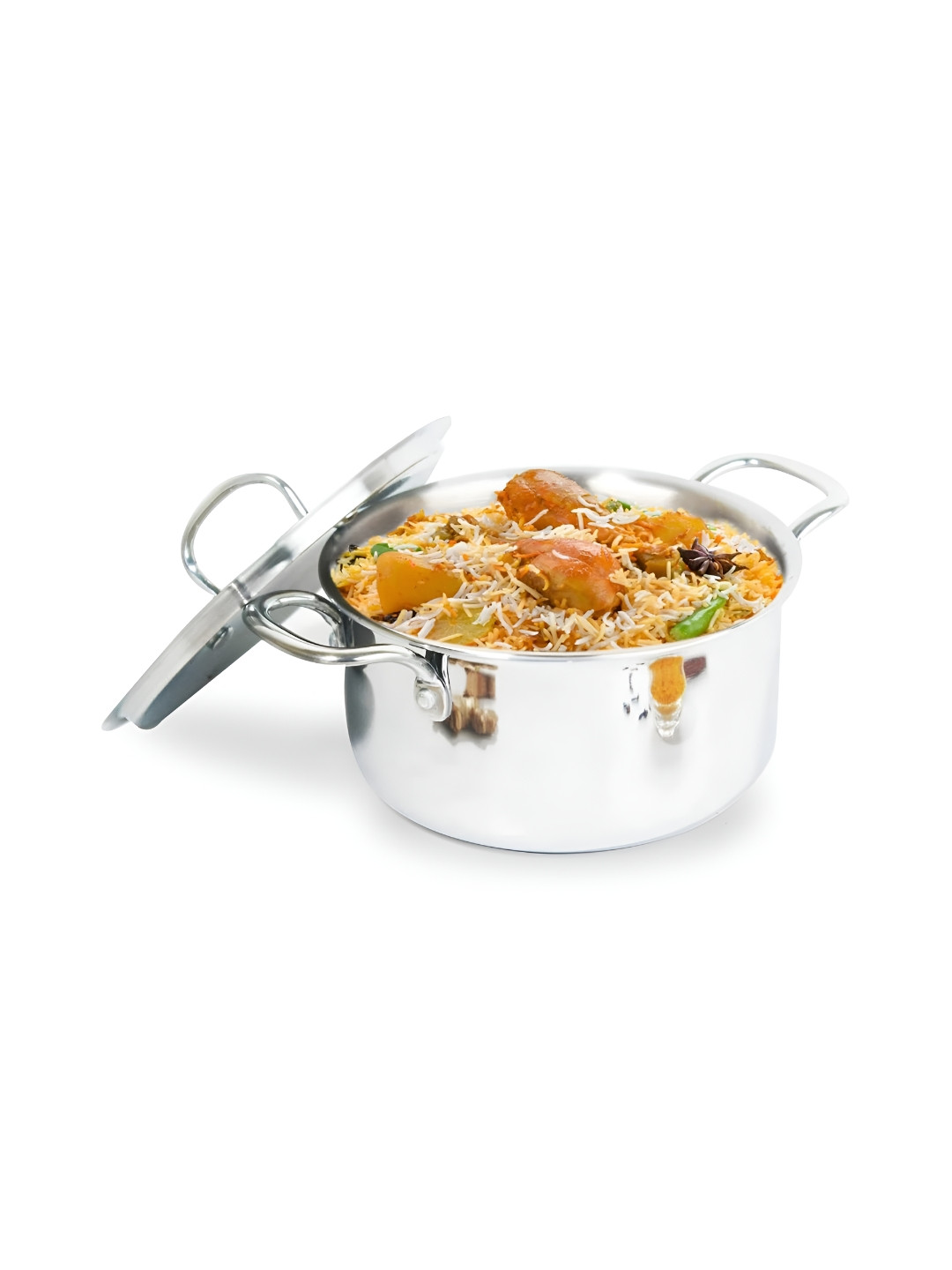 The Indus Valley Silver-Toned Tri-Ply Stainless Steel Cook and Serve Casserole