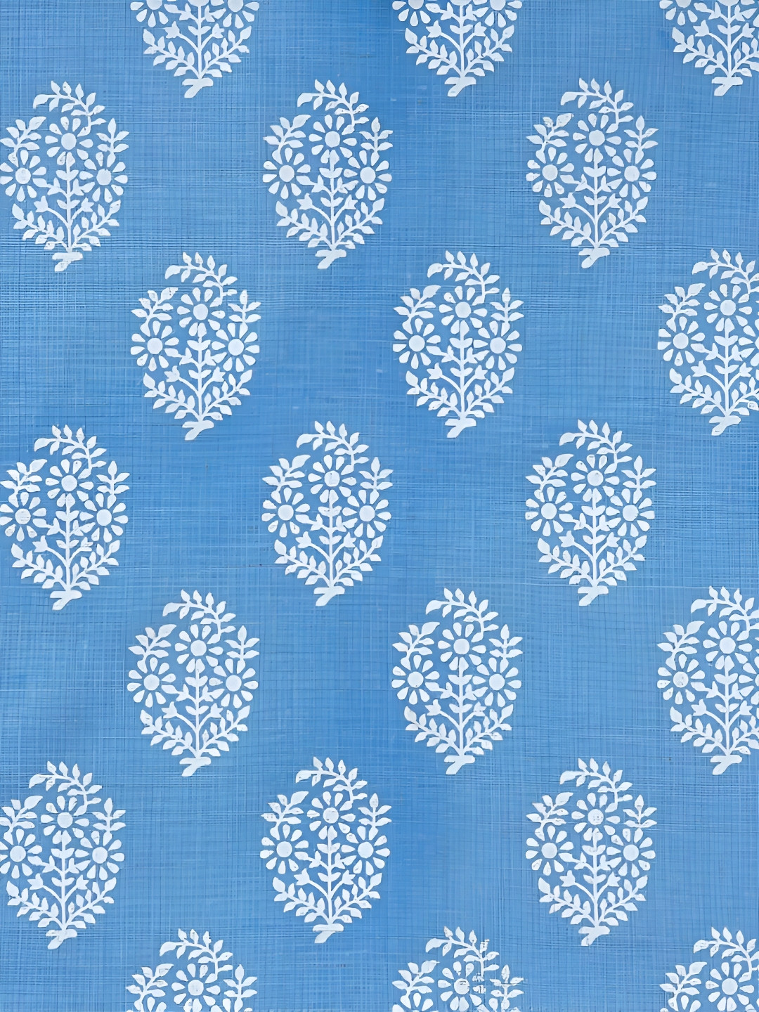 Swayam Gharana Set of 6 Sky Blue & White Floral 100% Cotton Diwan Set
