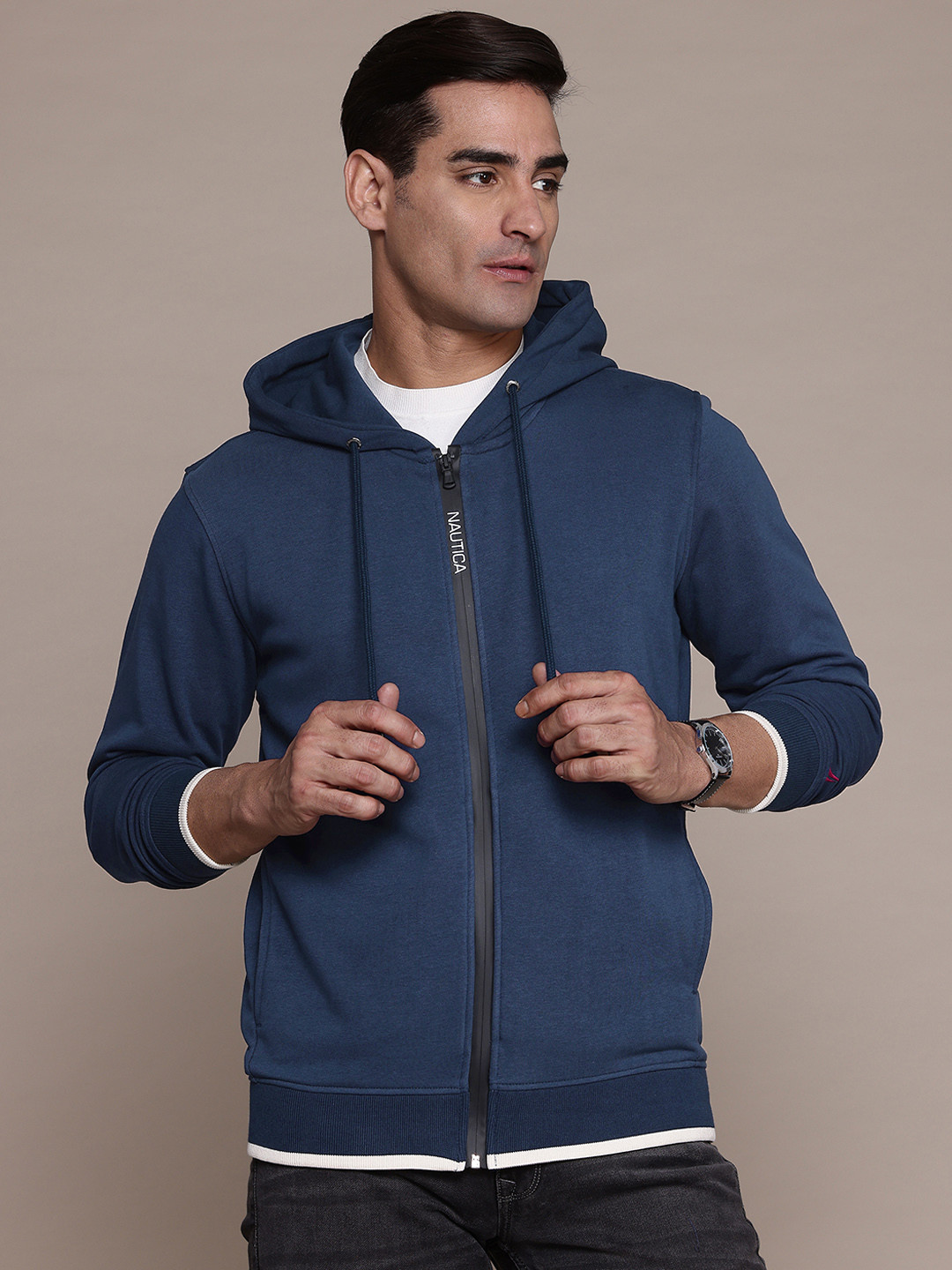 Nautica Hooded Front-Open Sweatshirt
