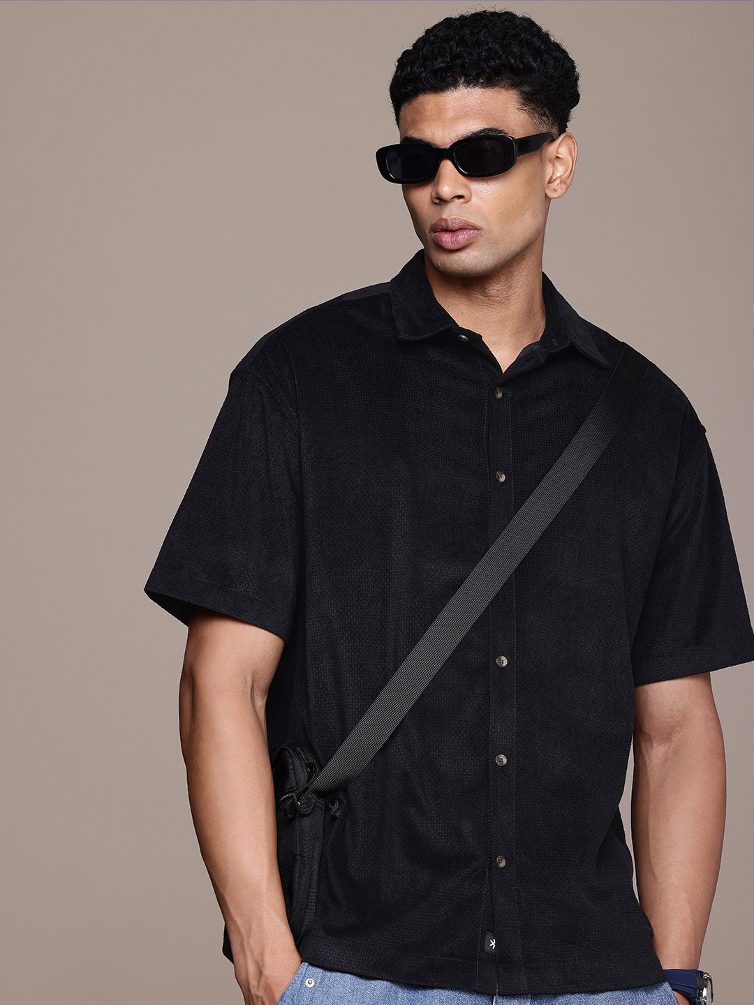 WROGN Self Design Oversized Casual Shirt