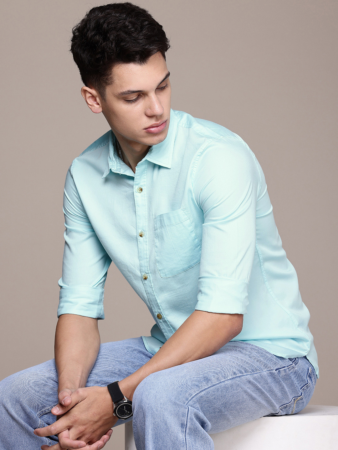 WROGN Slim Fit Pure Cotton Casual Shirt