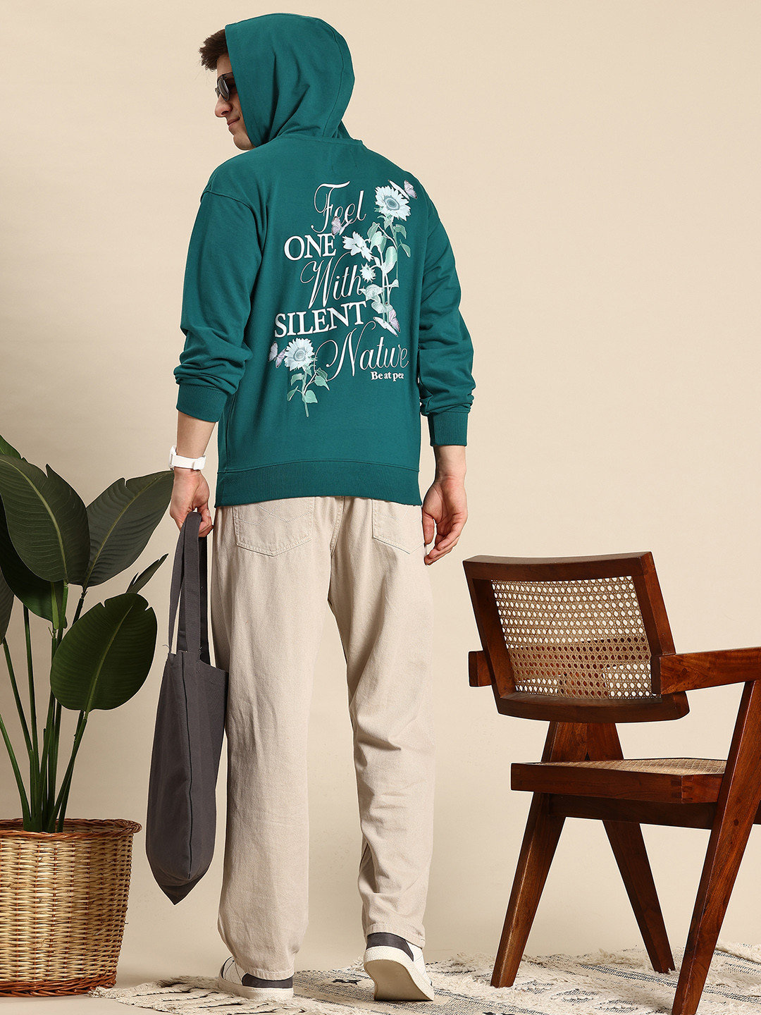 Mast & Harbour Printed Hooded Relaxed Fit Sweatshirt