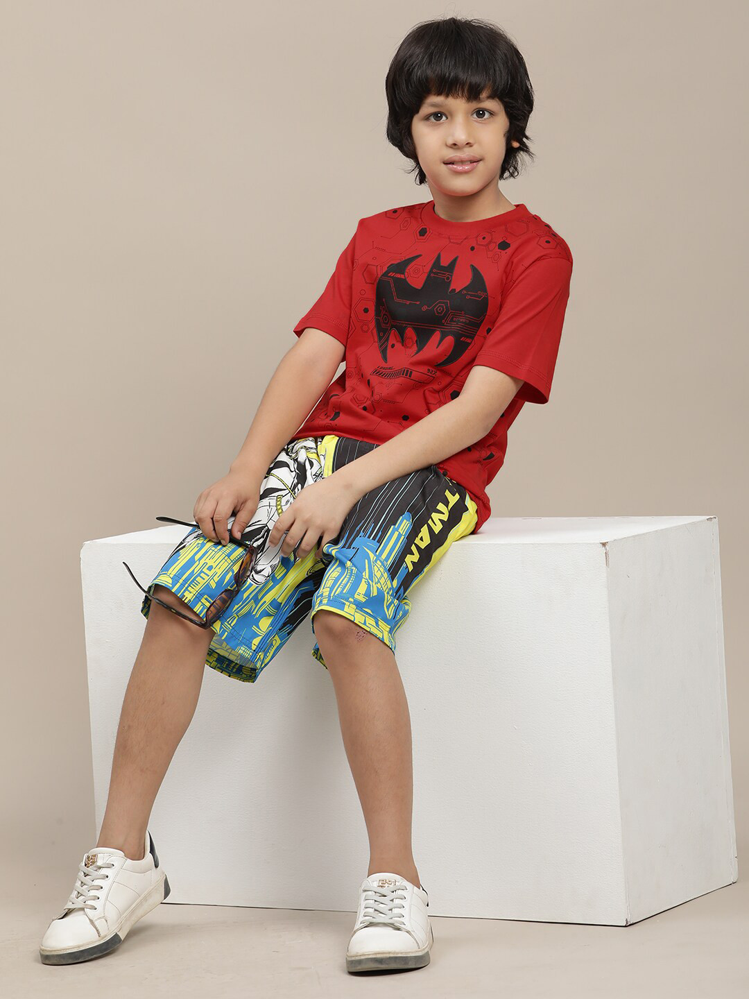 Kids Ville Batman Printed T-Shirt With Shorts Clothing Set