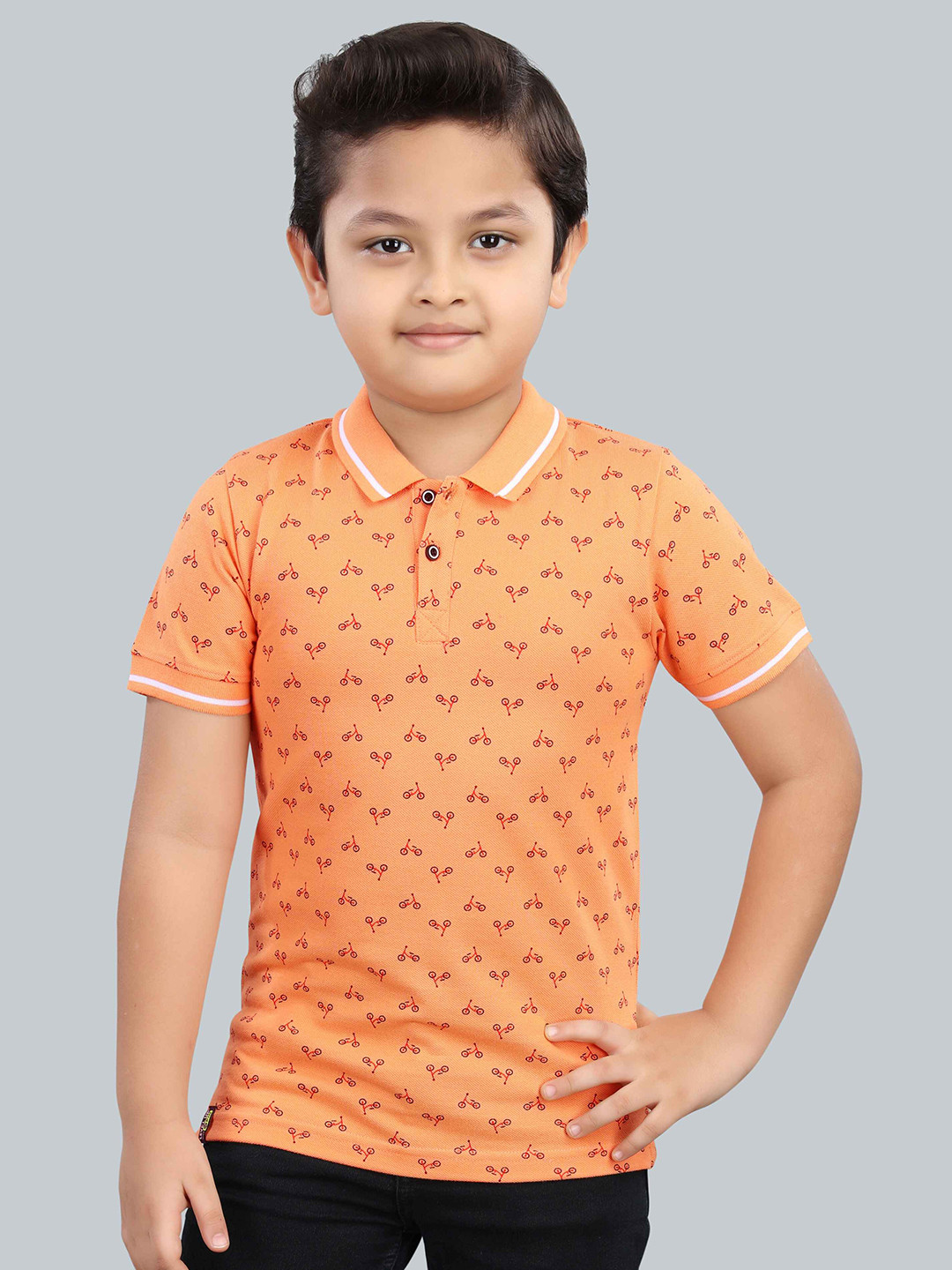 3PIN Boys Short Sleeves Polo Collar Cotton T-shirt