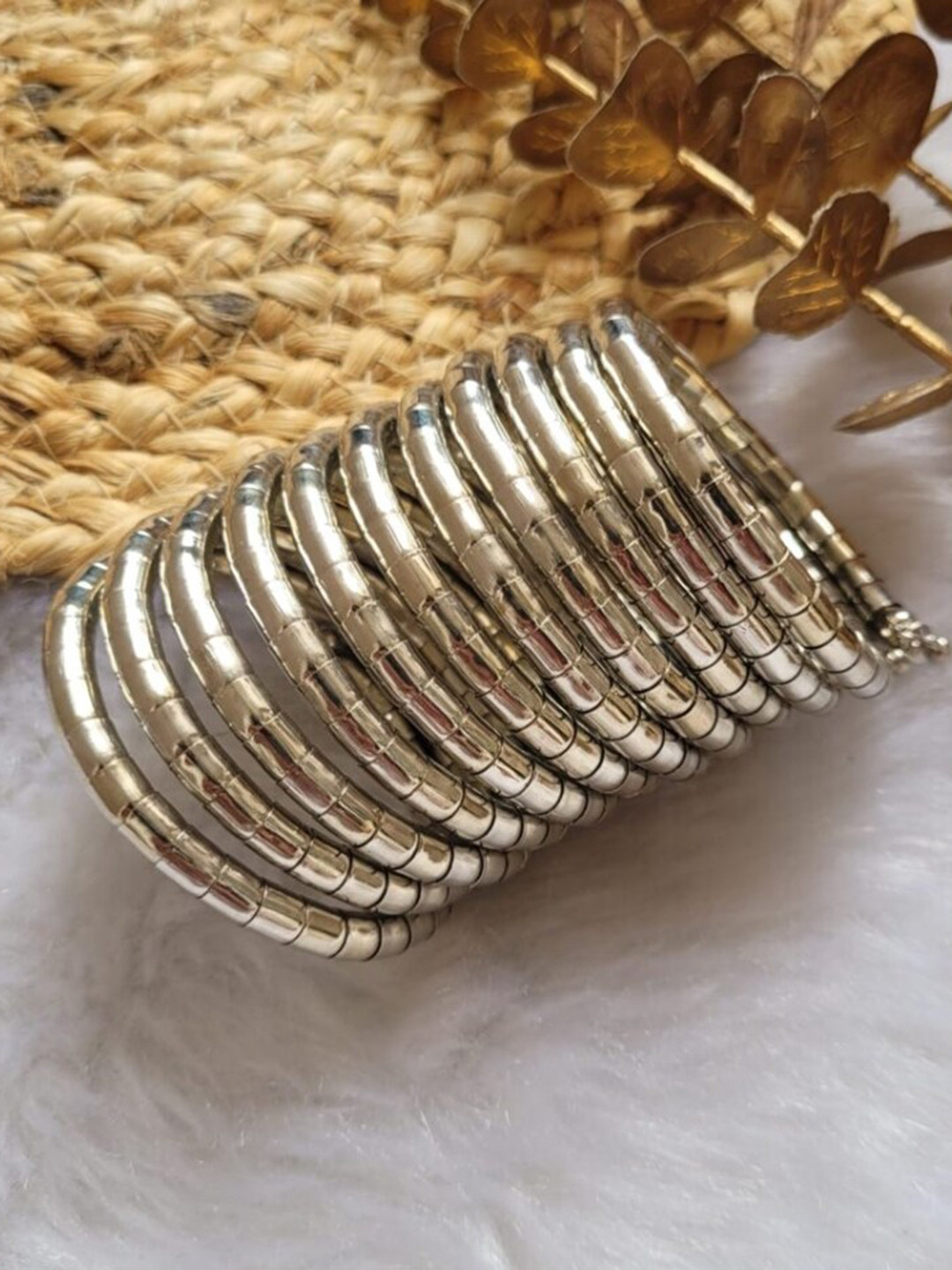 PRASUB Sliver Plated Spiral Bracelet Bangle