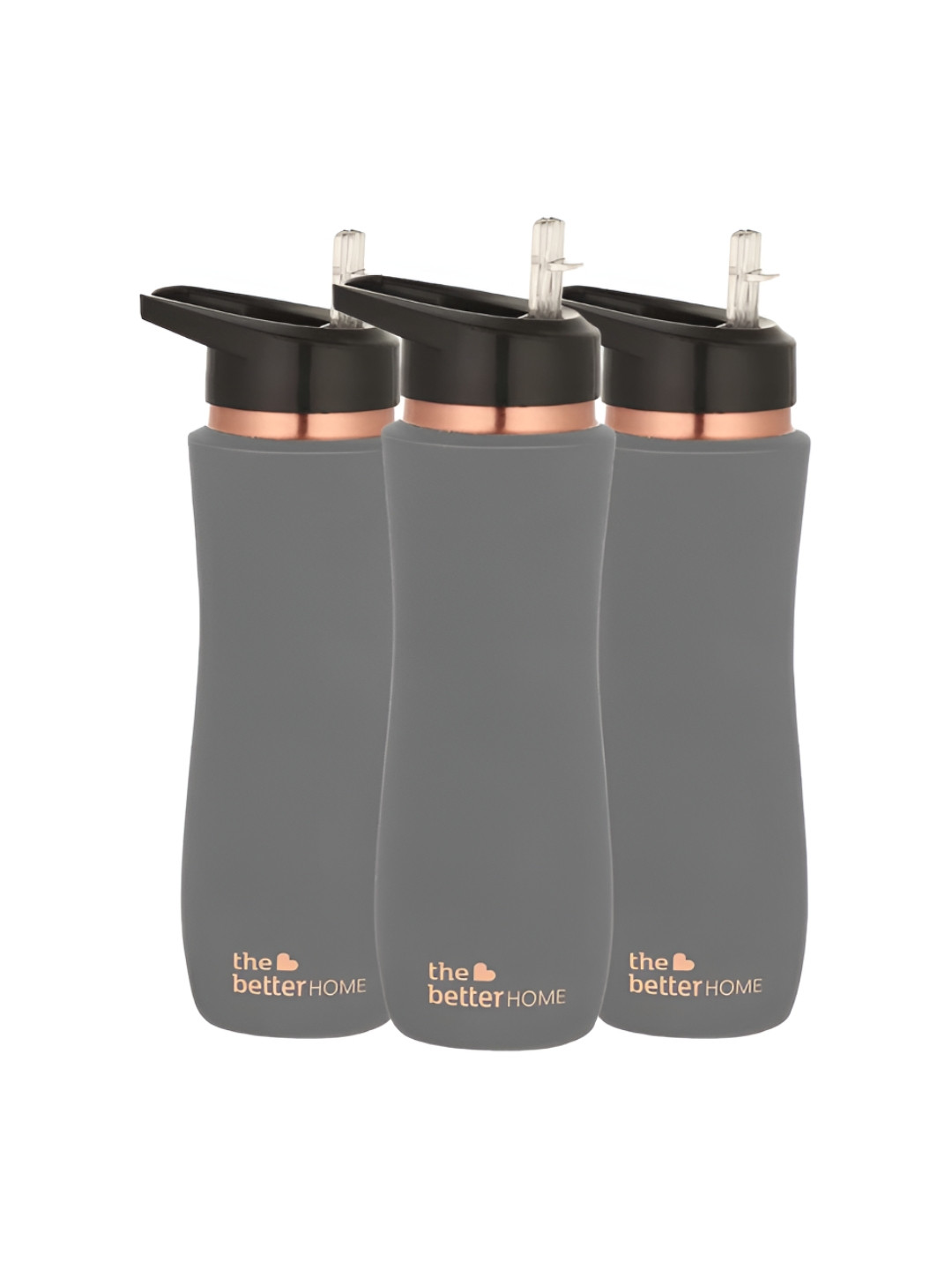 The Better Home Grey 3 Pcs Copper Water Bottle 700 ml