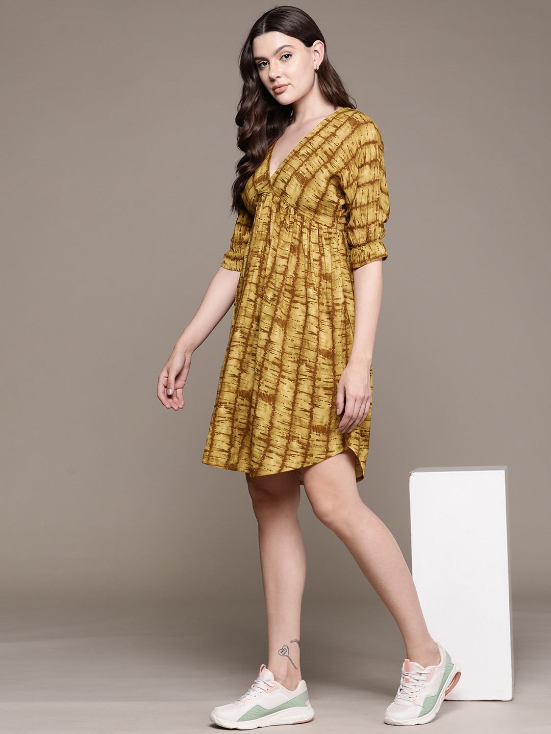 Roadster Tie & Dye Print A-Line Mini Dress