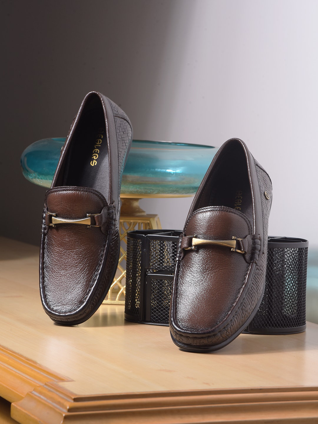 Liberty Men Textured Leather Horsebit Loafers