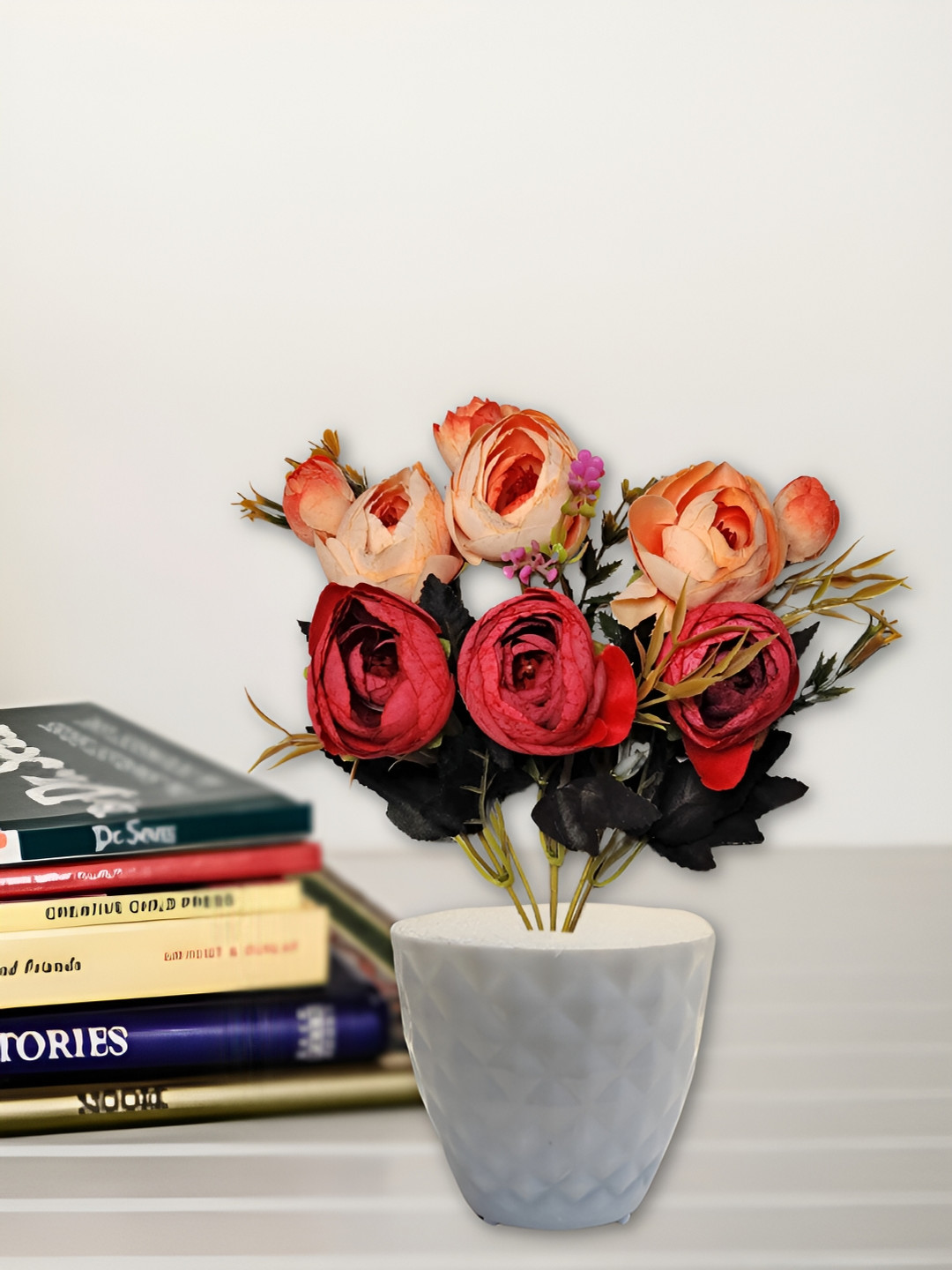 ARTSY Maroon Peony Artificial Flower With Pot