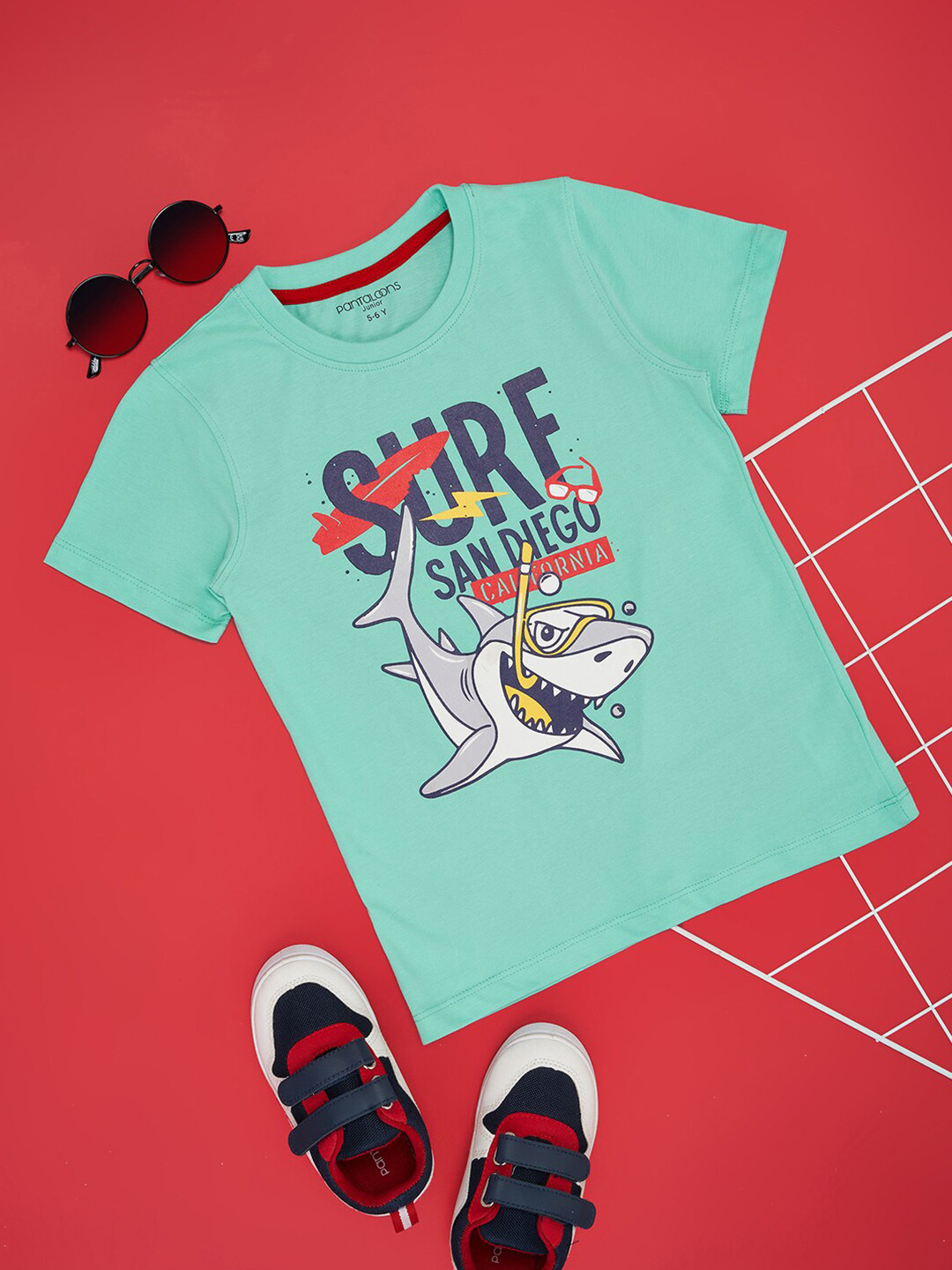 Pantaloons Junior Boys Round Typography Printed Cotton T-shirt