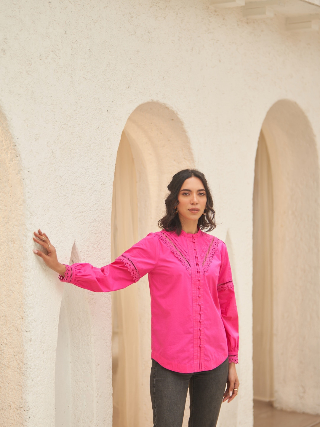 Style Island Cotton Schiffli Styled Back Top