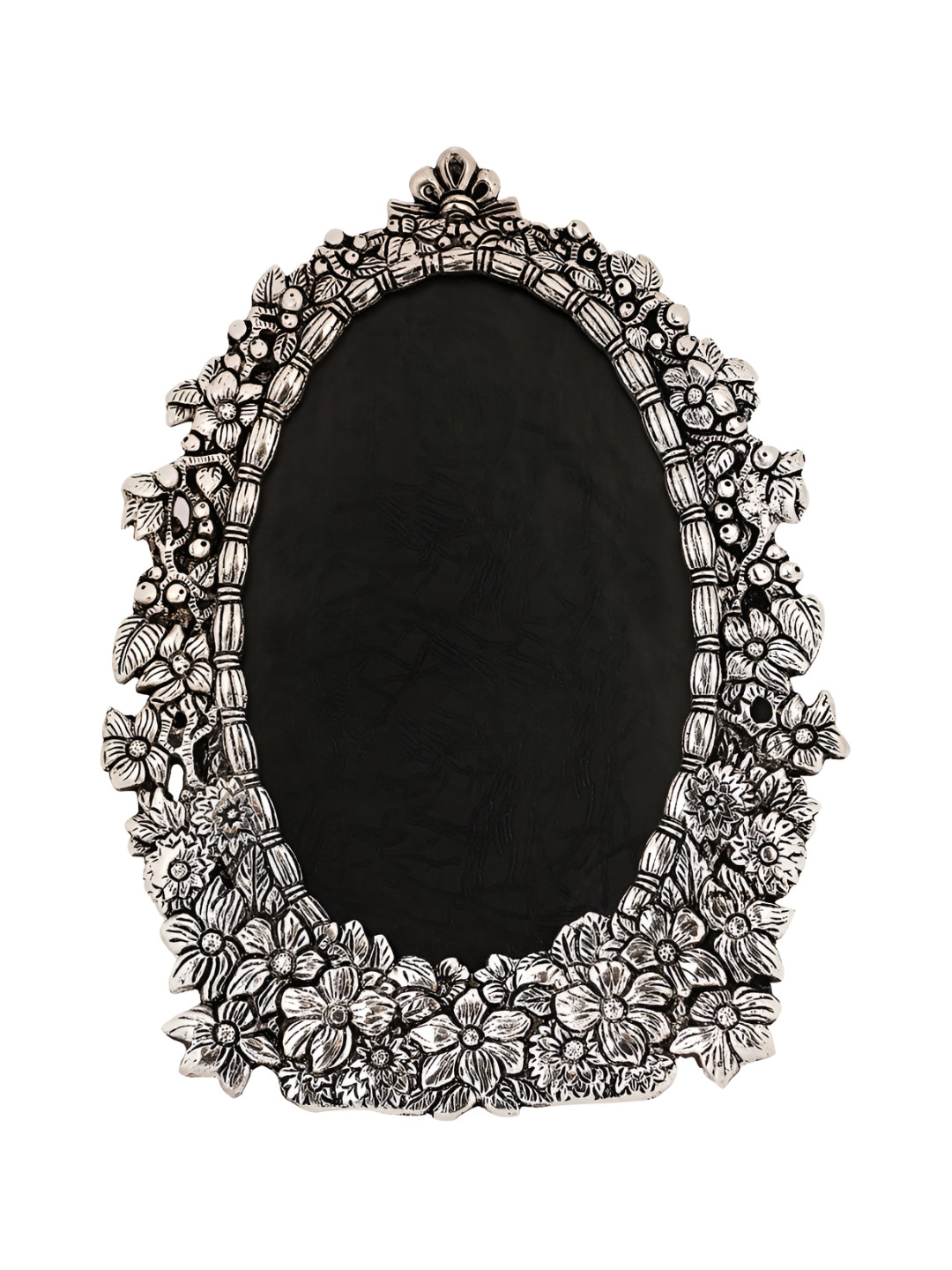 NM Silver-Toned & Black Aluminium Oval Table Photo Frame