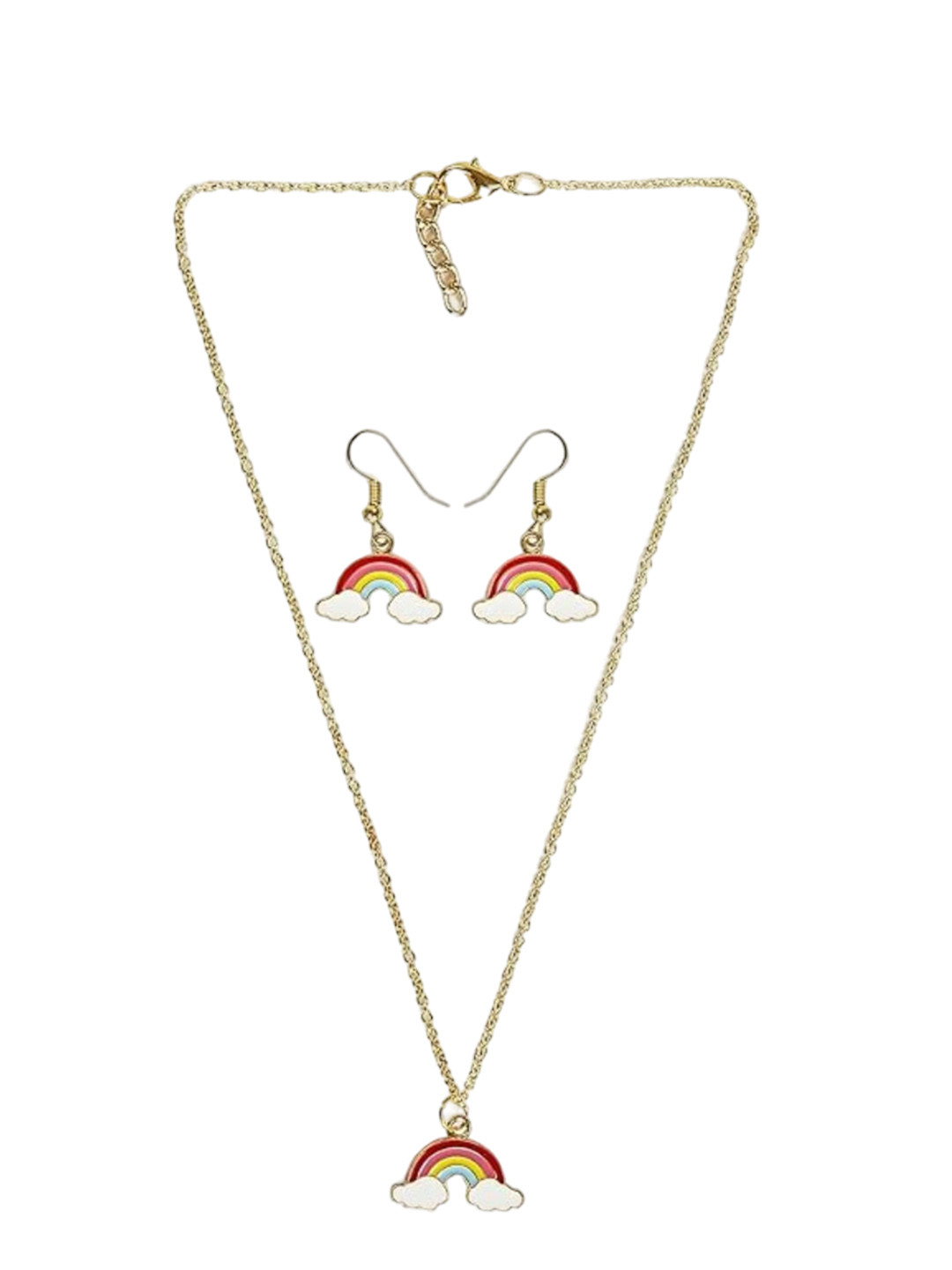 EL REGALO Rainbow Charm Pendant Chain & Earrings