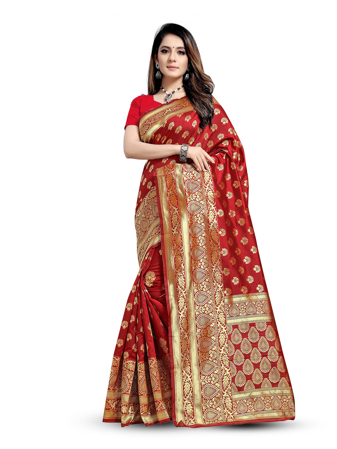 TINA FASHION Ethnic Motifs Zari Art Silk Banarasi Saree