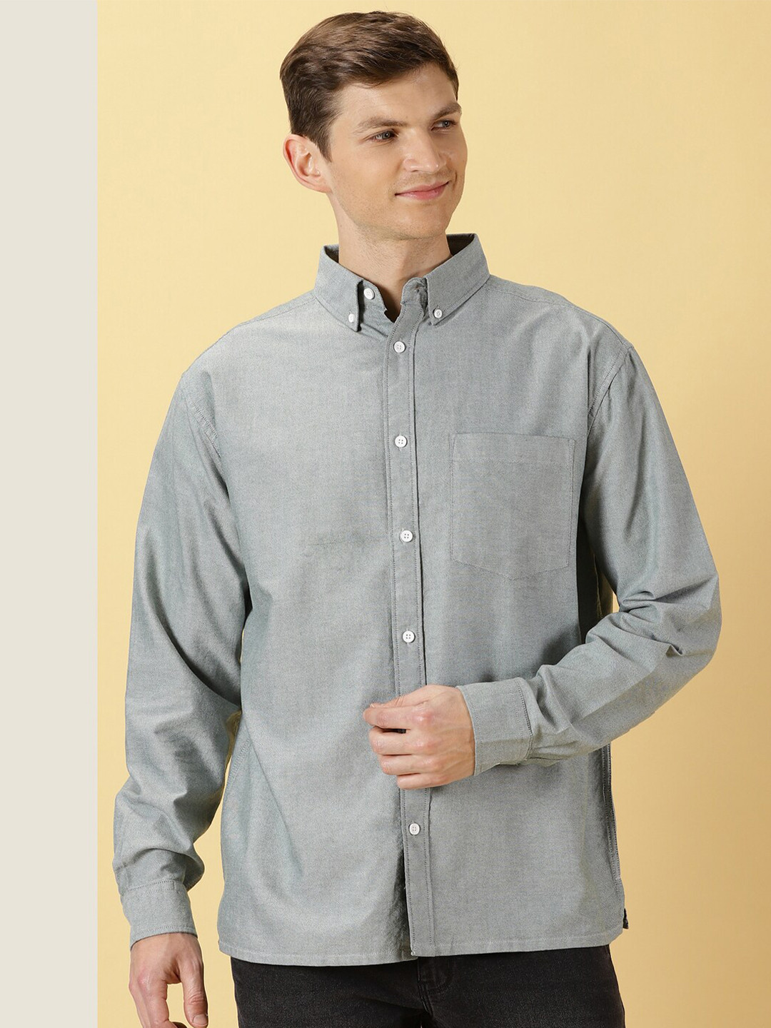 Thomas Scott Button-Down Collar Long Sleeves Premium Oversize Cotton Casual Shirt