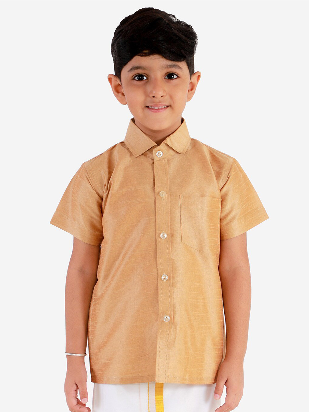 VASTRAMAY Boys Premium Spread Collar Short Sleeves Regular Fit Casual Shirt