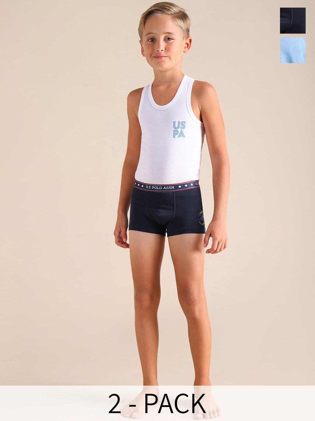 U.S. Polo Assn. Kids Boys Pack Of 2 Breathability Trunks EKT03-BN0-P2
