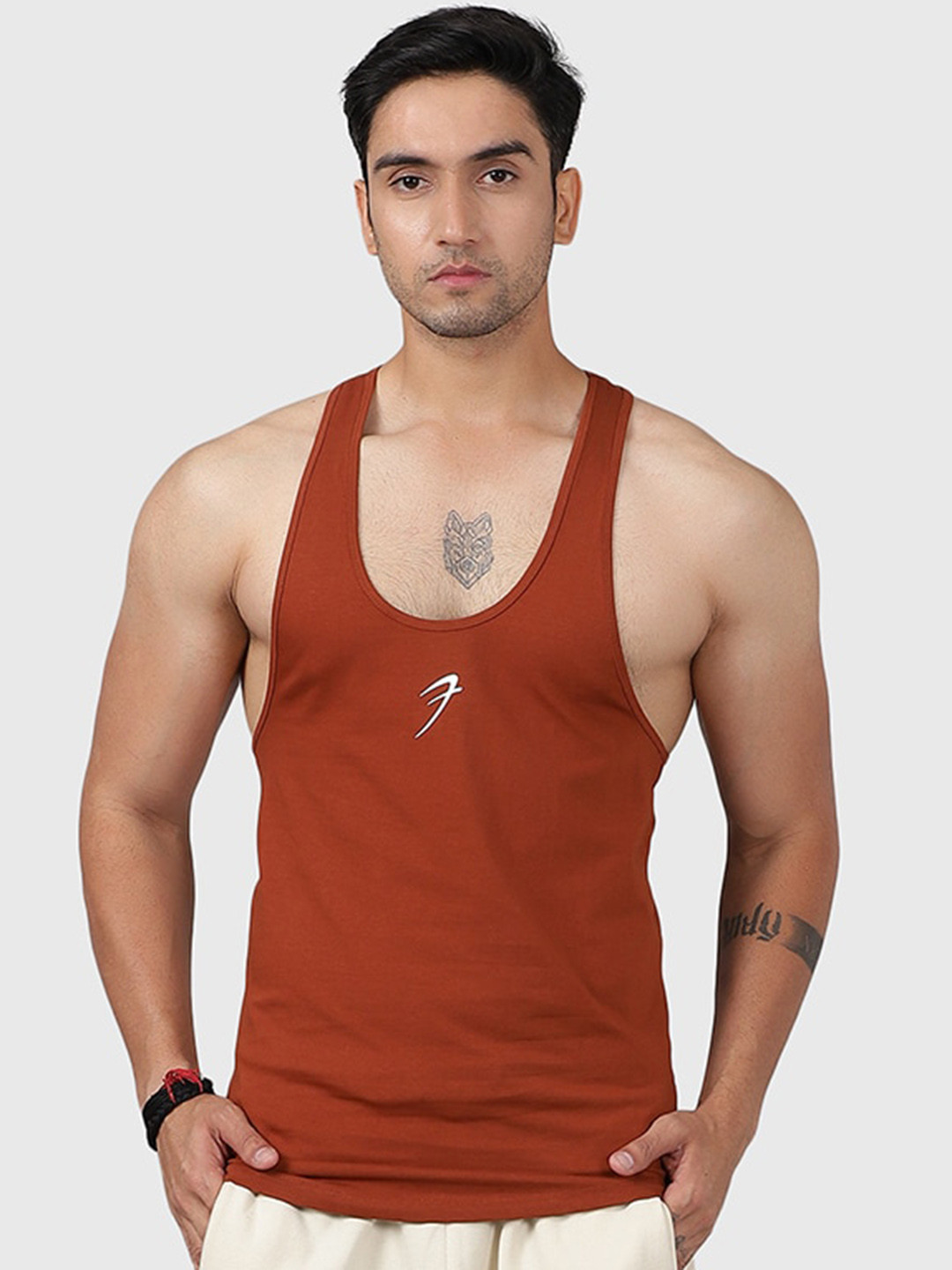 FUAARK Sleeveless Innerwear Gym Vests Legacy Stringer Salsa Brown S