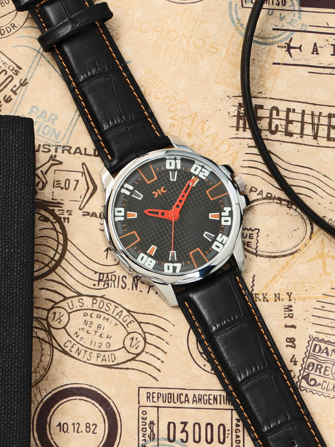 Killer Men Brass Dial & Leather Straps Analogue Watch KLMO73C