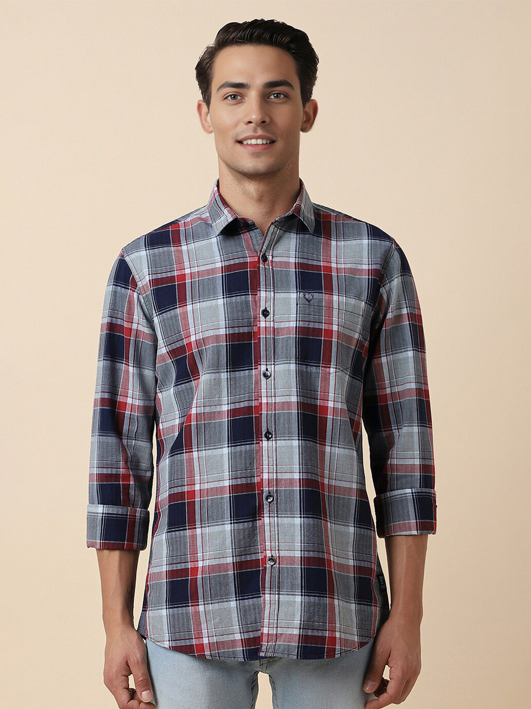 Allen Solly Custom Fit Tartan Checks Full Sleeves Casual Shirt