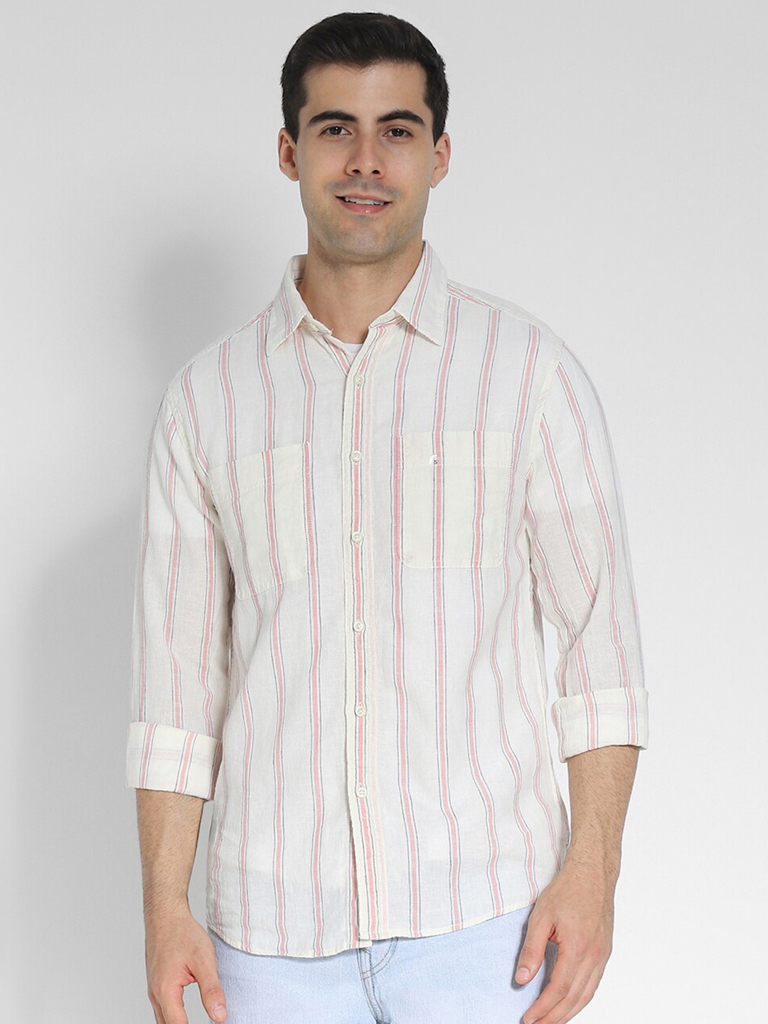 AMERICAN EAGLE OUTFITTERS Striped Linen Button-Up Shirt
