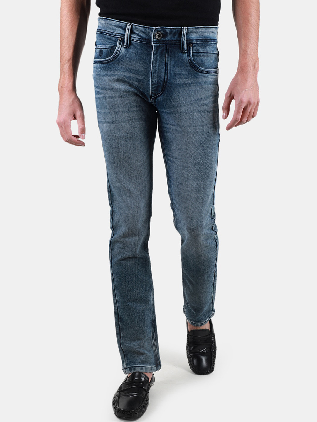 Duke Men Light Fade Mid-Rise Clean Look Cotton Stretchable Jeans