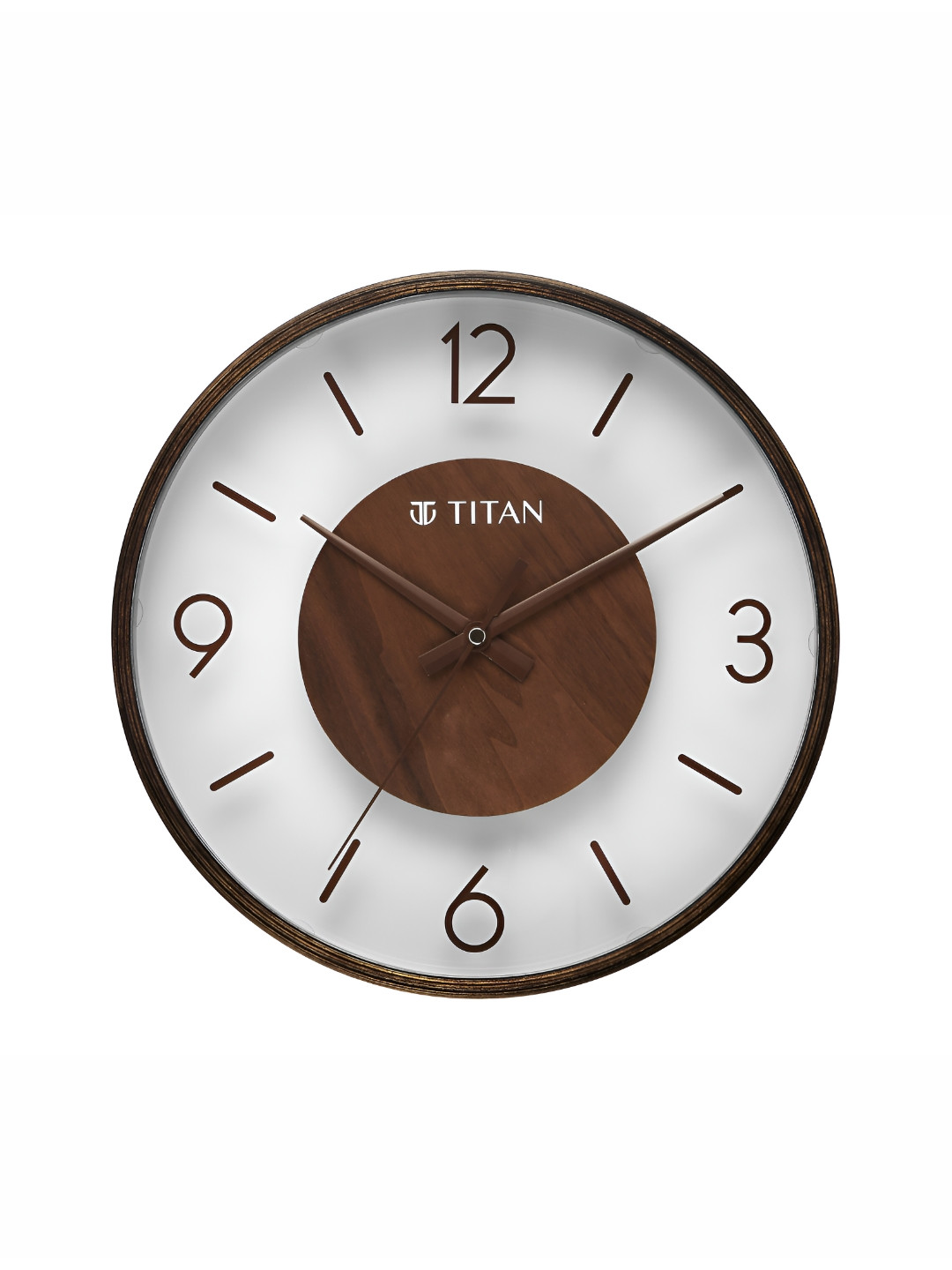 Titan White Wood Large Display Round Battery Analogue Wall Clock-30.5cm