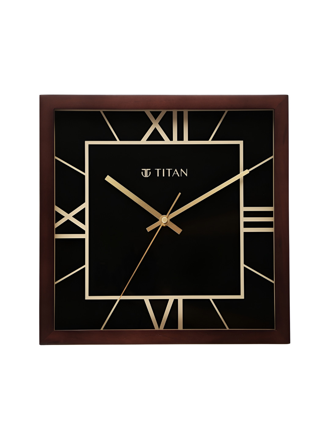Titan Black Wood Large Display Square Battery Analogue Wall Clock-30cm