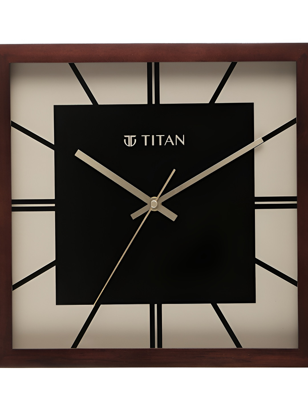 Titan Black & Beige Square Contemporary Wooden Wall Clock
