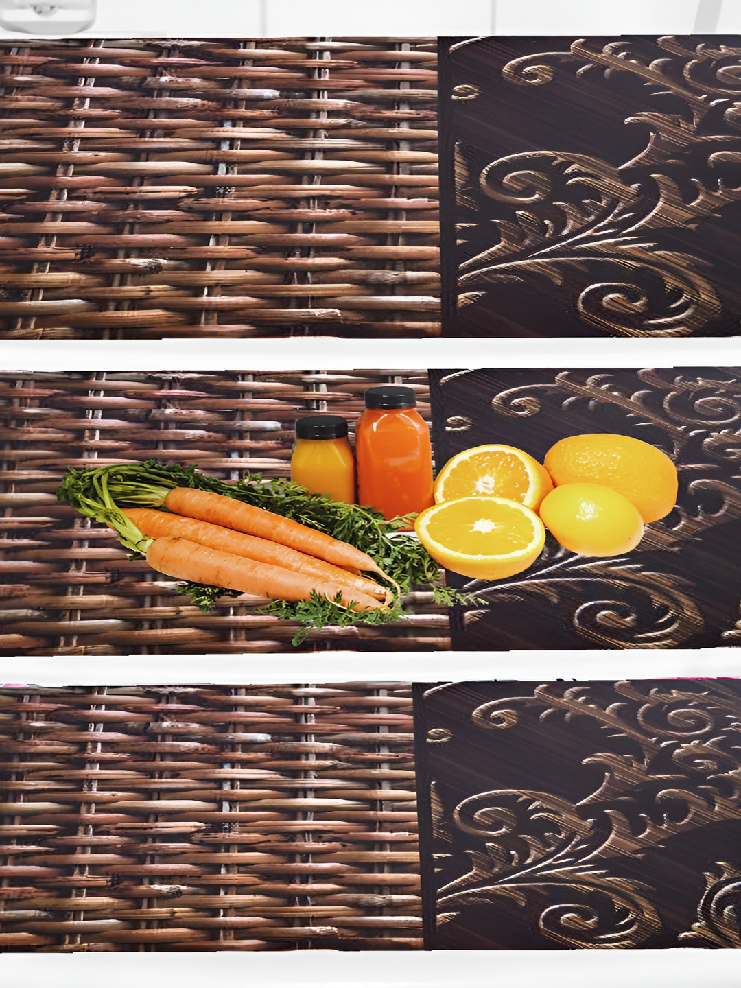 REVEXO Brown 3 Pieces Water Resistant Shelf Liner Fridge Mat