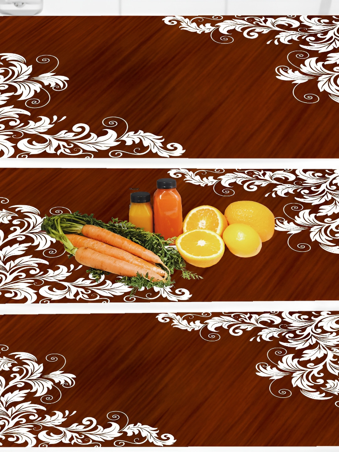 REVEXO Maroon & WhitePrinted Water Resistant Shelf Liner Fridge Mats