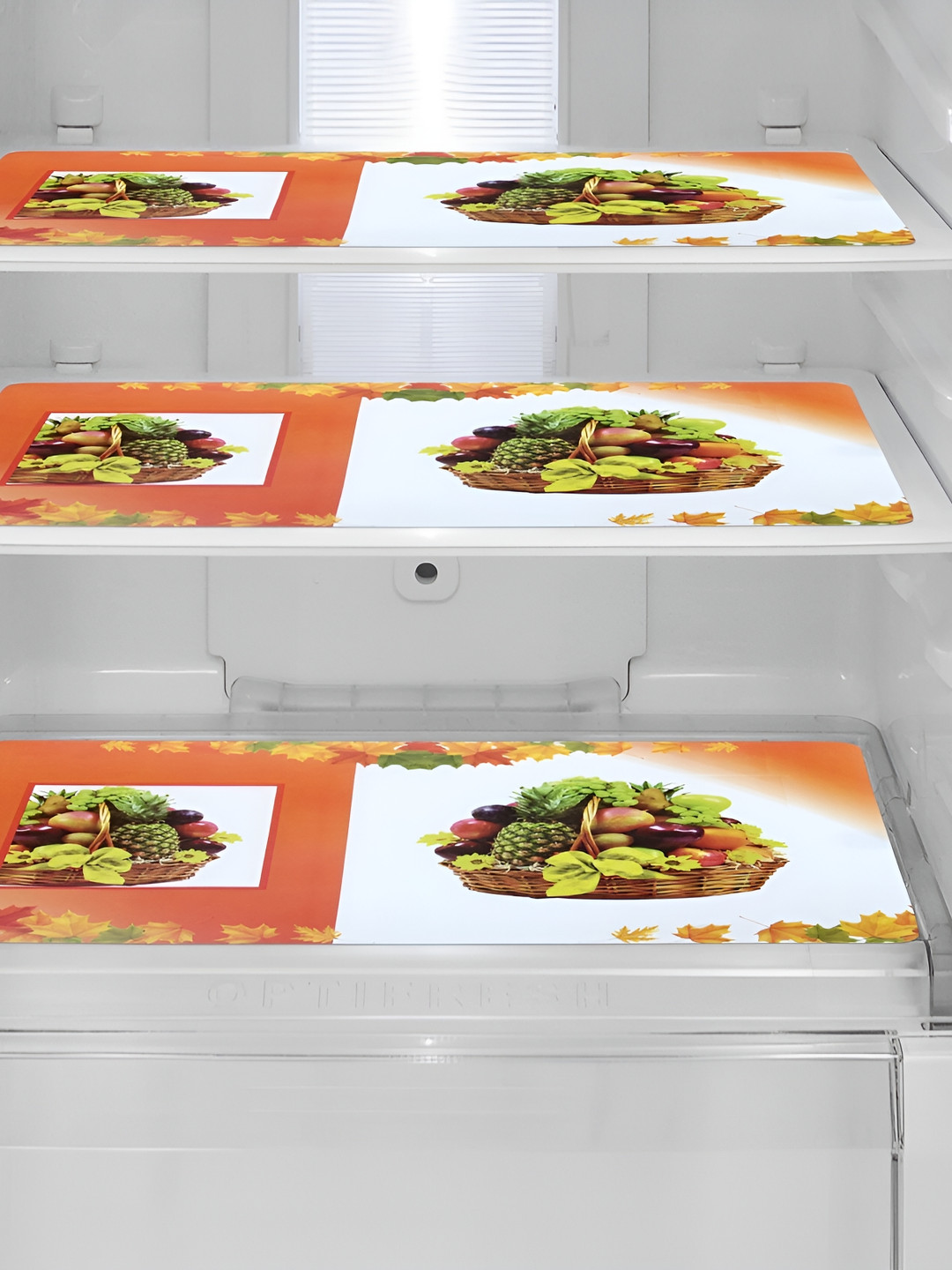 REVEXO Brown & White 3 Pieces Printed PVC Fridge Mats