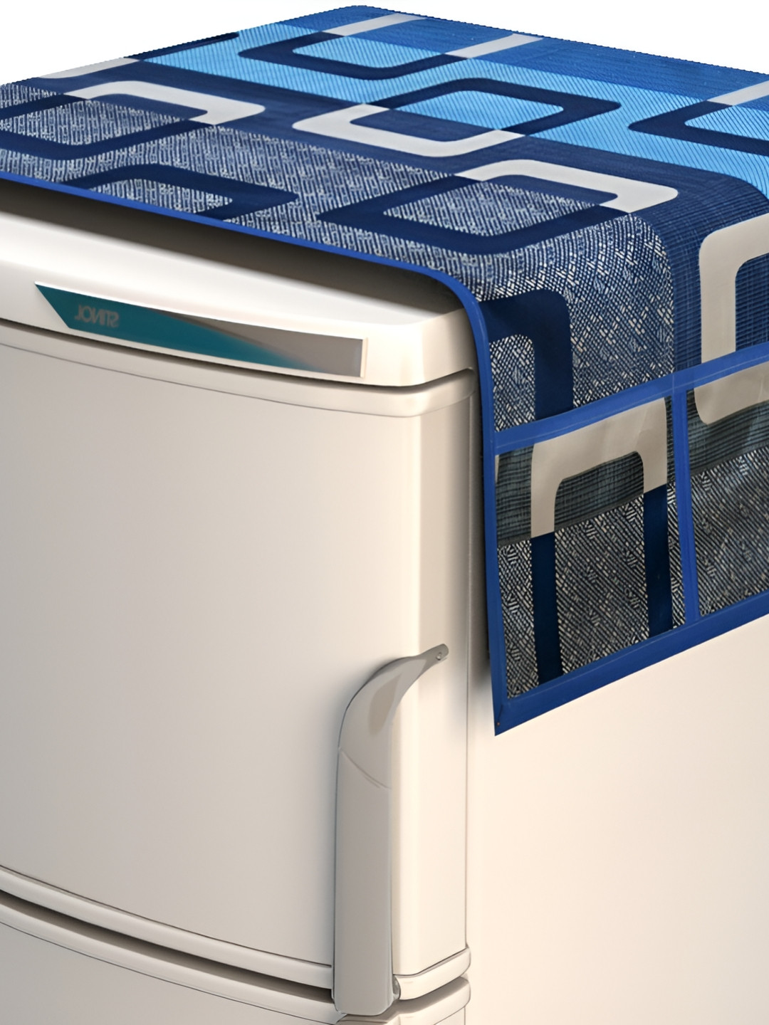 REVEXO Blue & Grey Printed Fridge Cover