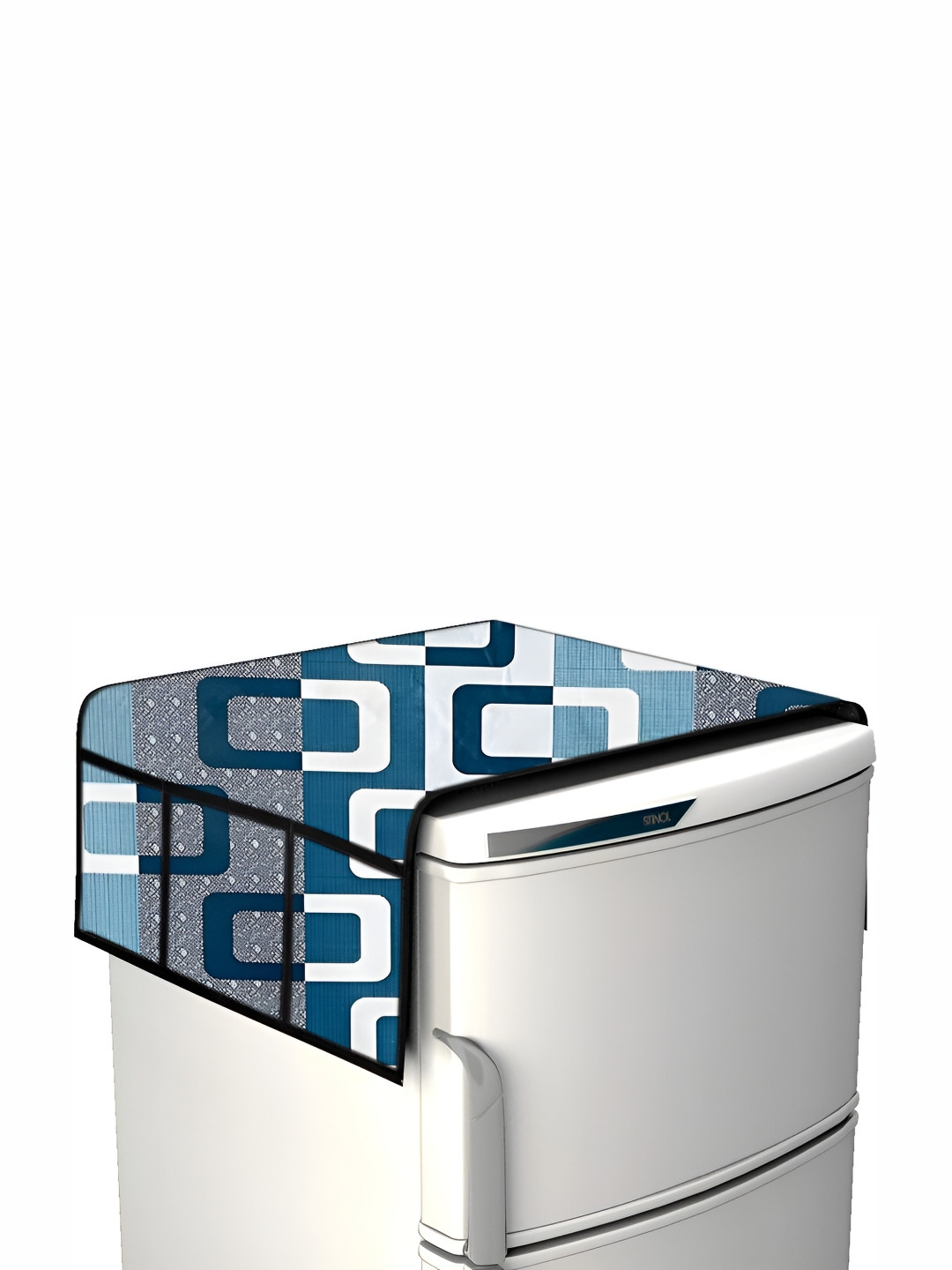 REVEXO Blue & White Printed Fridge Top Cover
