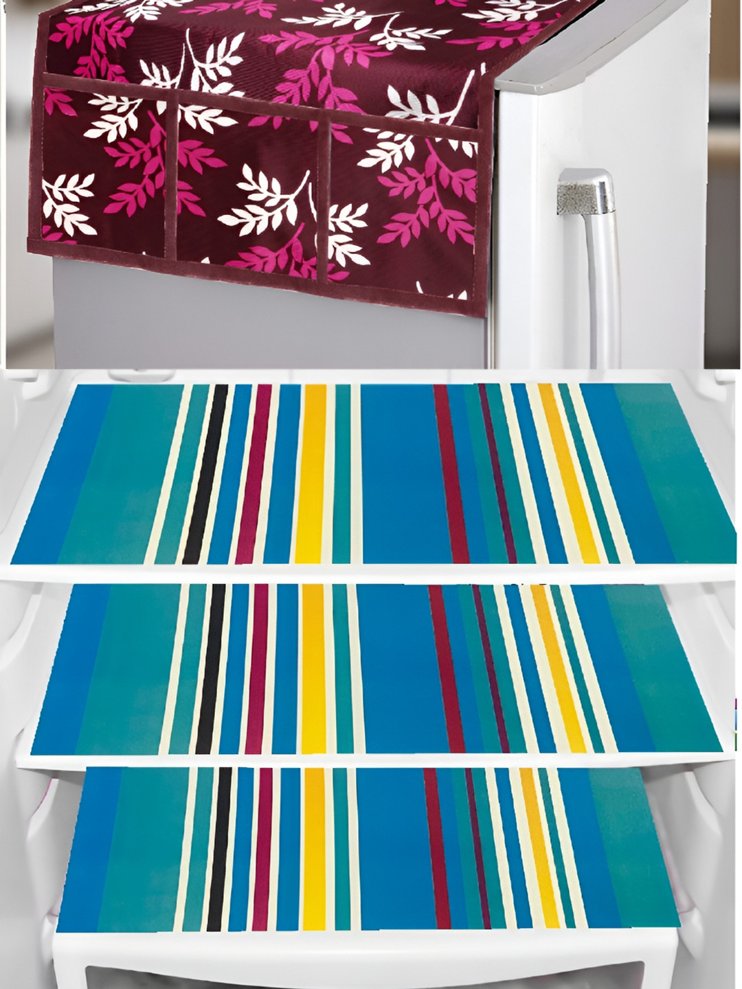 REVEXO Magenta & Blue Printed Fridge Appliance Covers