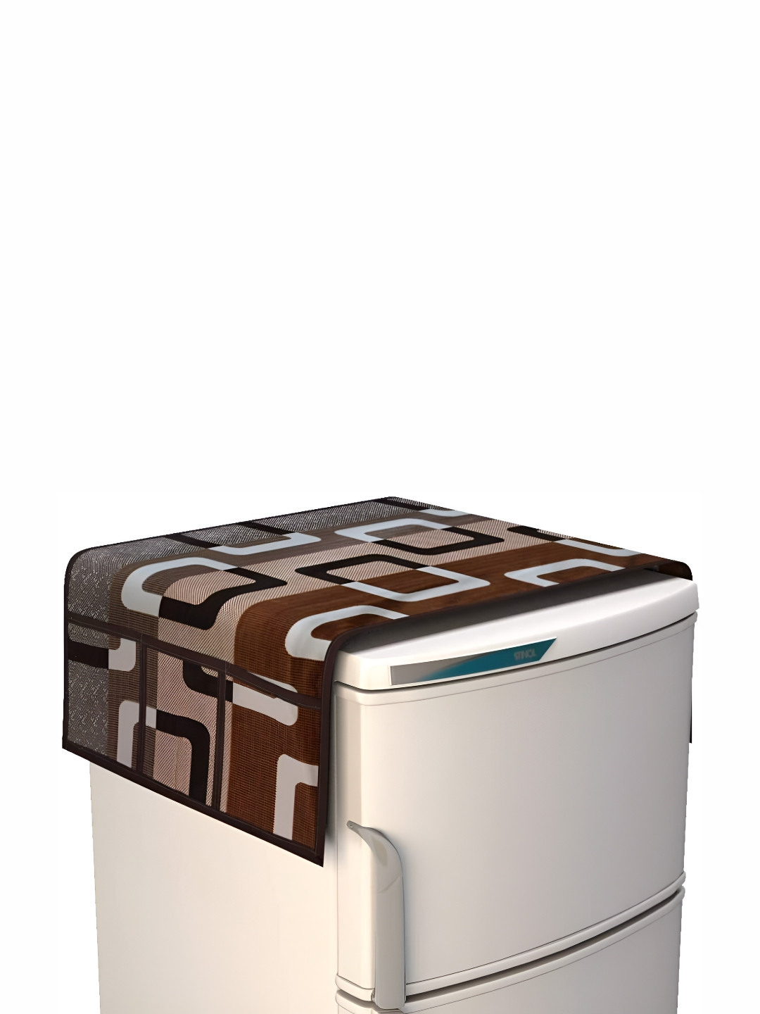 REVEXO Brown Printed Refrigerator Cover