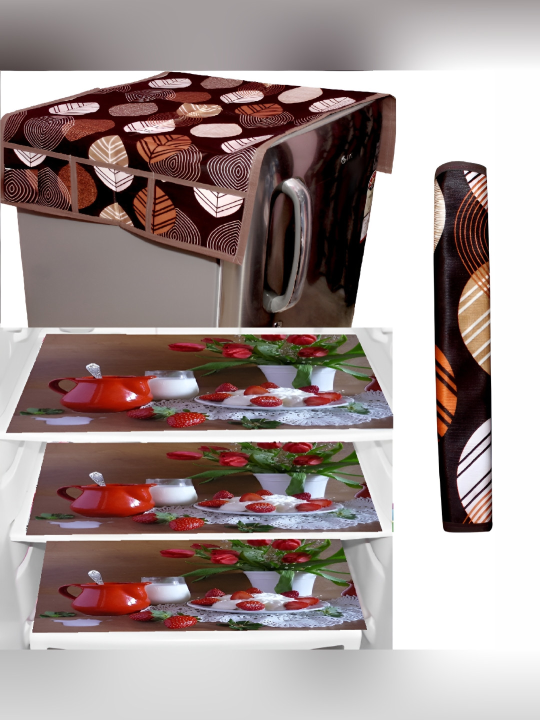 REVEXO 5-Pcs Maroon Fridge Appliance Covers