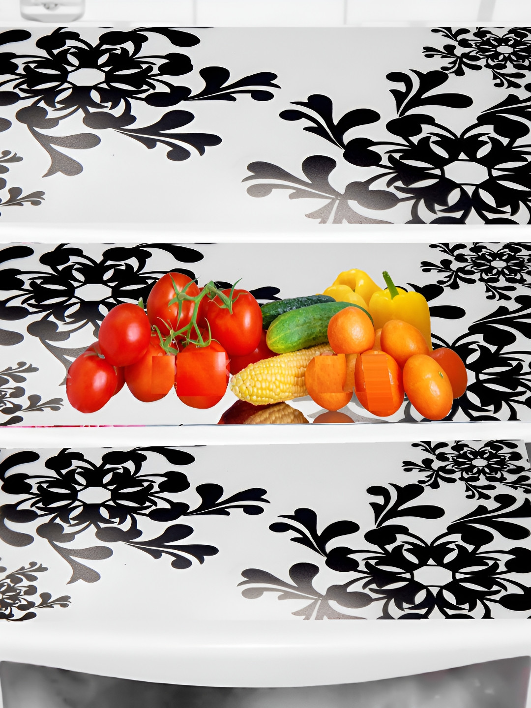 REVEXO 3Pcs White & Black Printed Shelf Liner