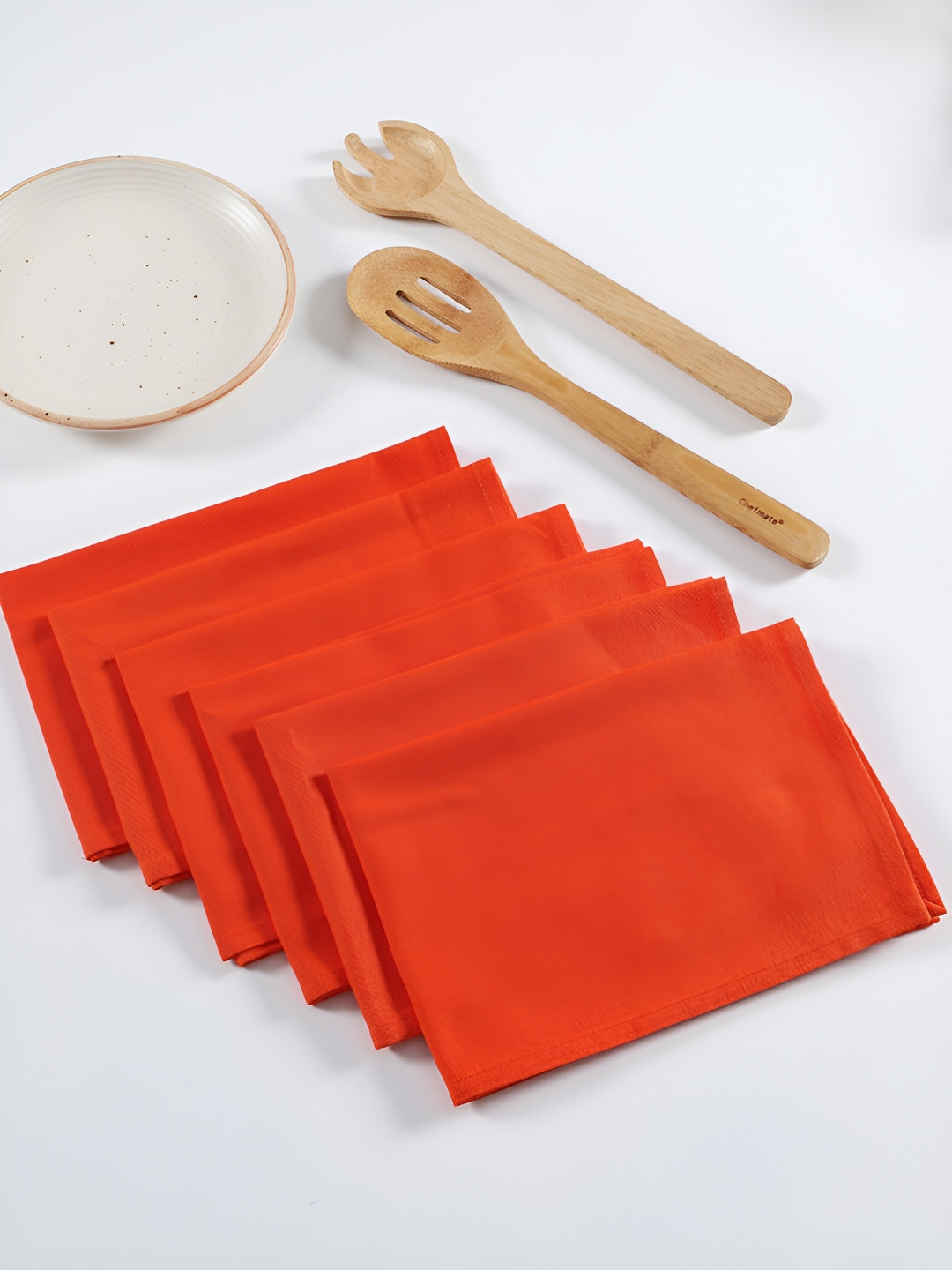 Ratan Cart Orange 6 Pieces Pure Cotton Kitchen Towels