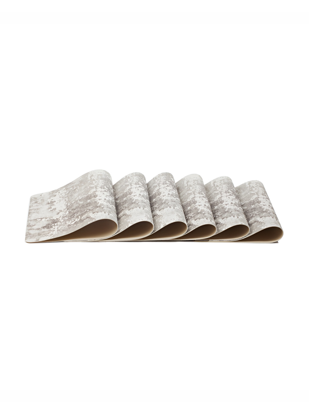 OBSESSIONS Grey & Beige 6 Pieces Abstract Printed Heat Resistant Rectangle Table Placemats