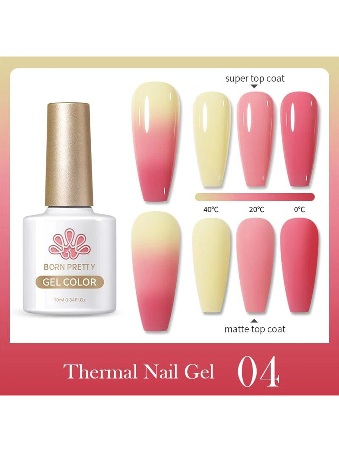 BORN PRETTY Thermal Nail Gel Colour Changing Nail Polish - 10 ml - TG04