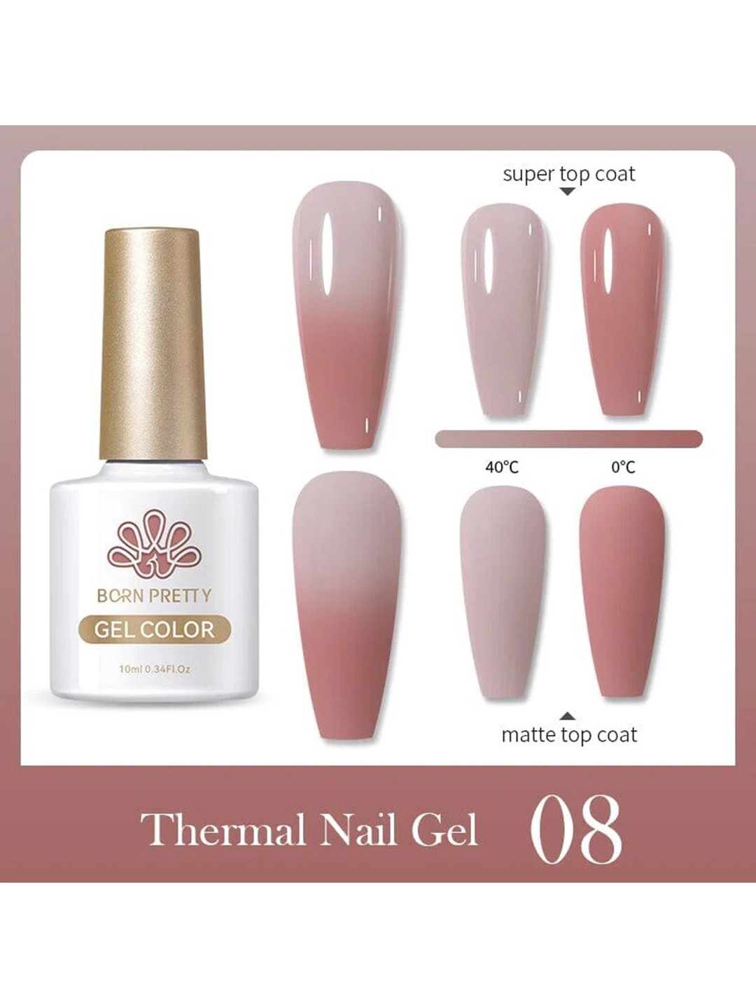 BORN PRETTY Thermal Nail Gel Colour Changing Nail Polish - 10 ml - TG08