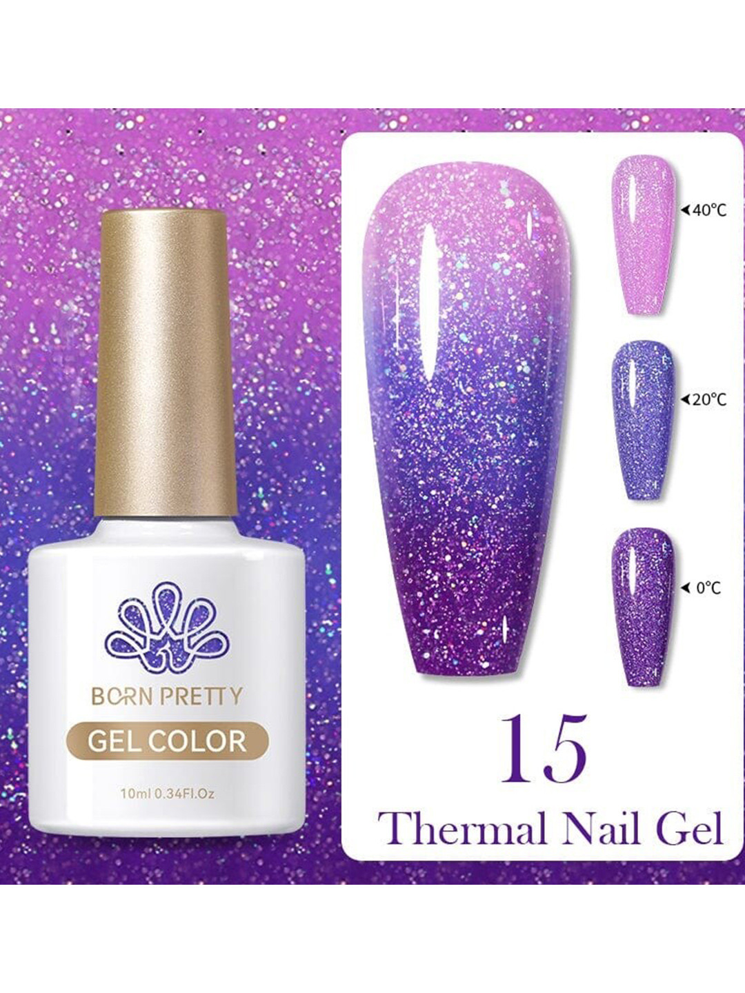 BORN PRETTY Thermal Nail Gel Colour Changing Nail Polish - 10ml- TG15