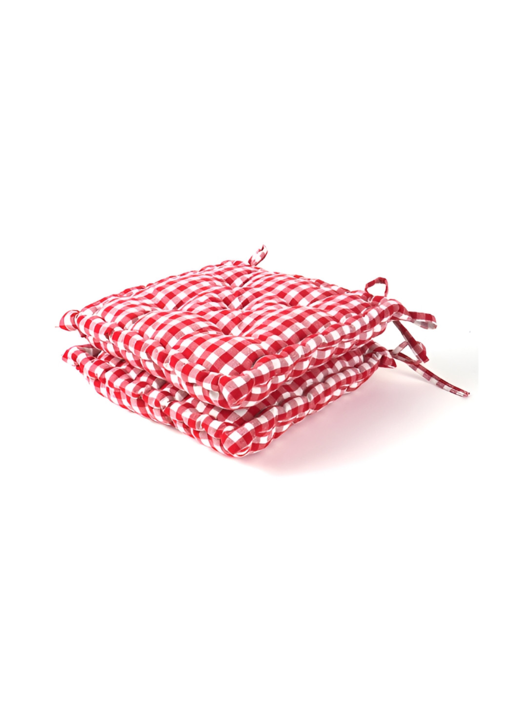 SKANDA FAB Red & White 2-Pcs Checked Pure Cotton Small Chair Pads